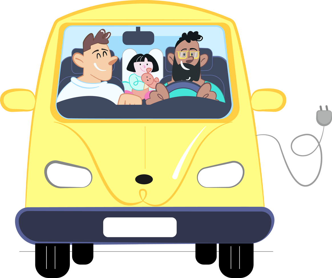 Empowered Gay Couple Riding an Electric Car